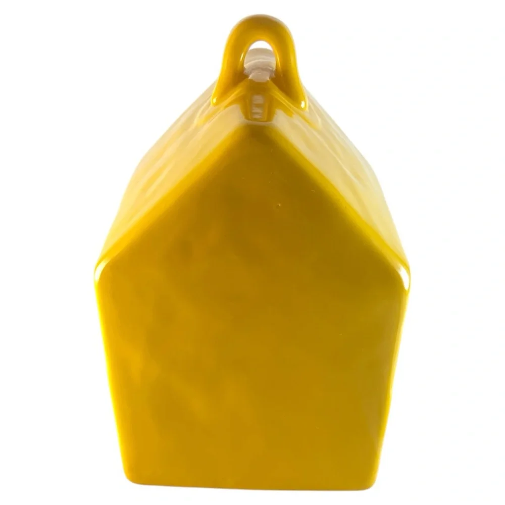 Rae Dunn NEST Yellow Ceramic Birdhouse Coin Bank Farmhouse Decor 7.5”